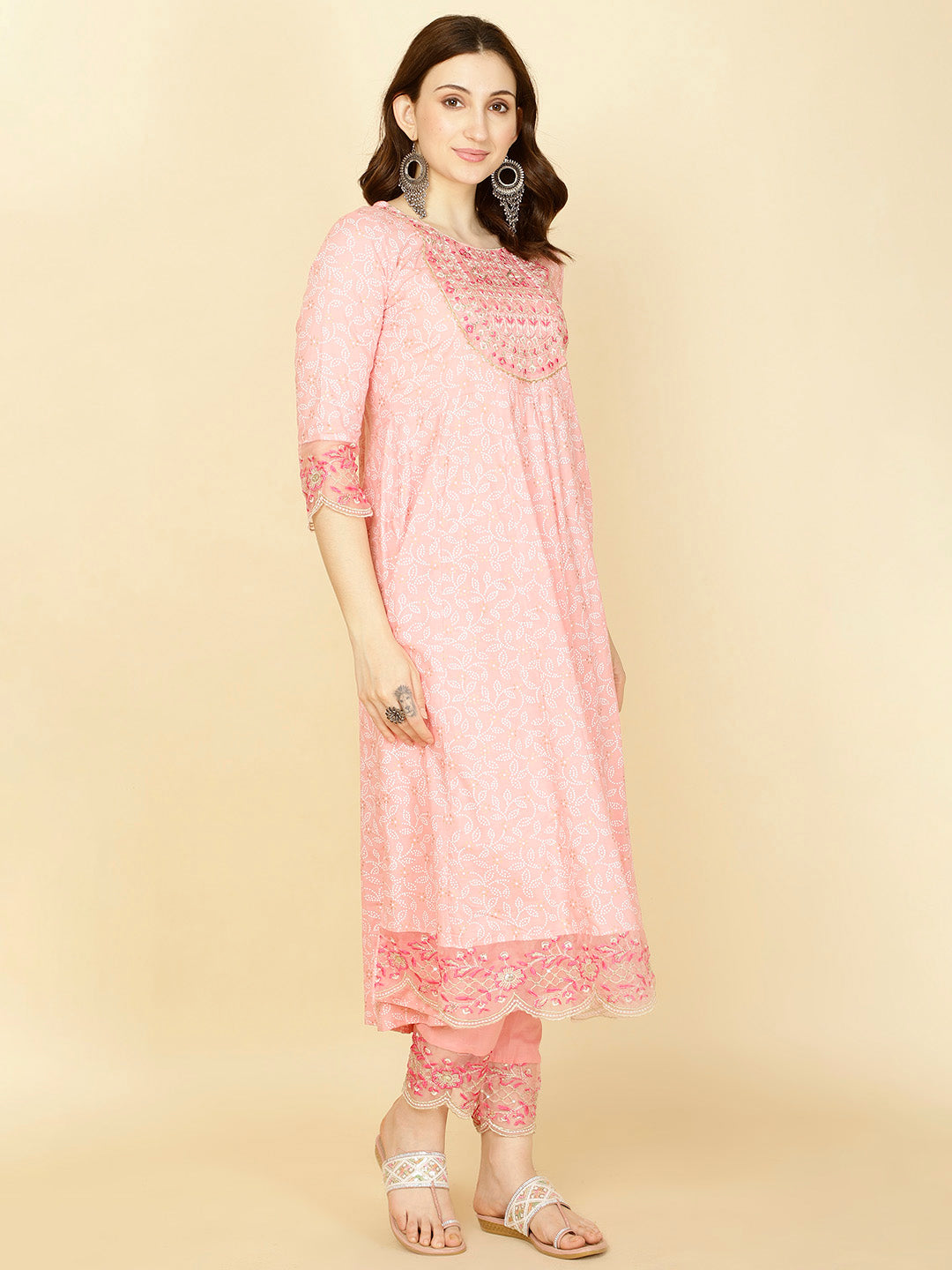 Booti Printed Cotton Kurta With Pants &amp; Dupatta