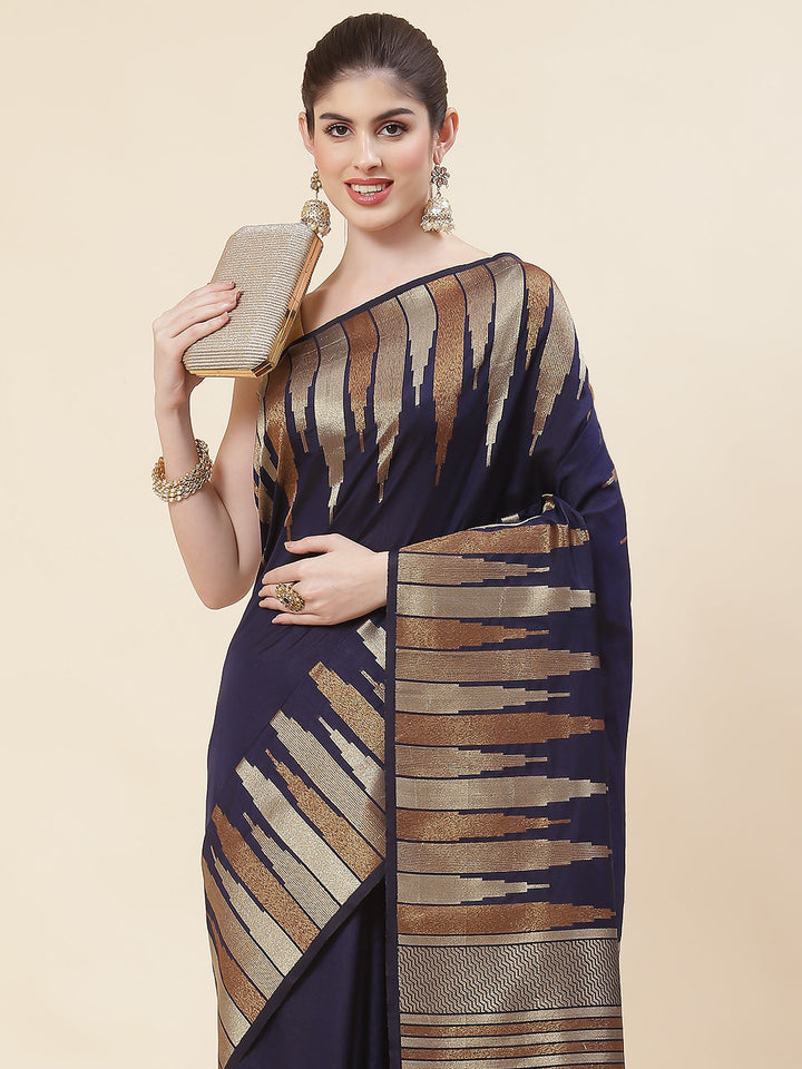 Plain Zari Border Handloom Woven Saree