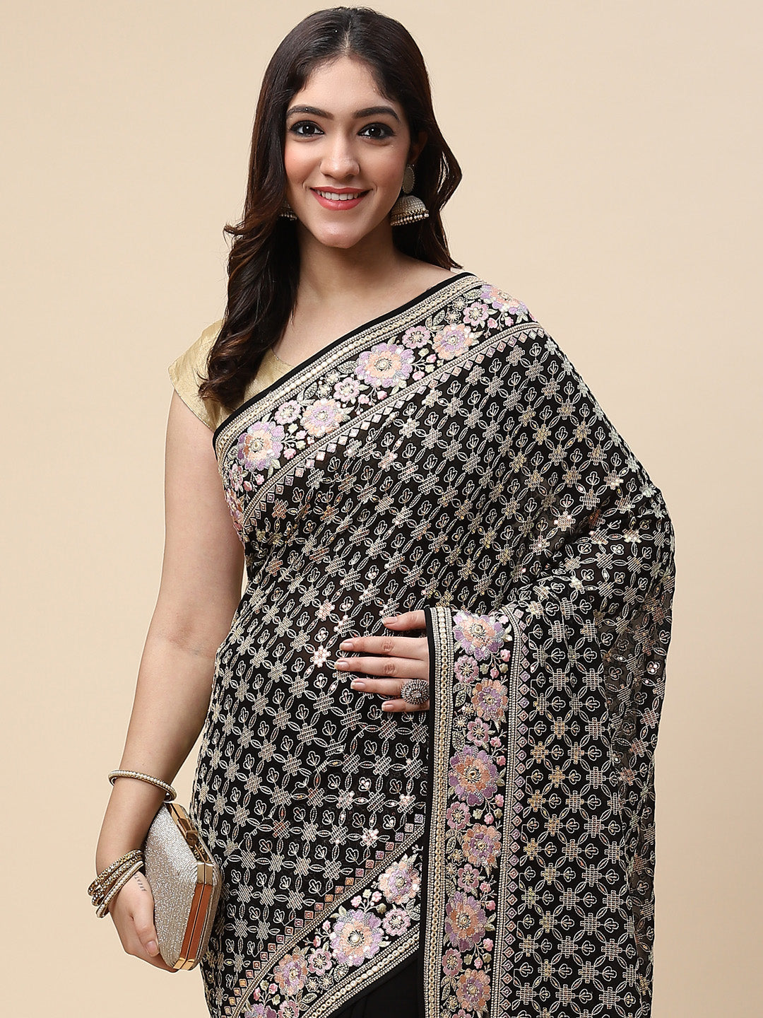 Sequin Embroidered Georgette Saree