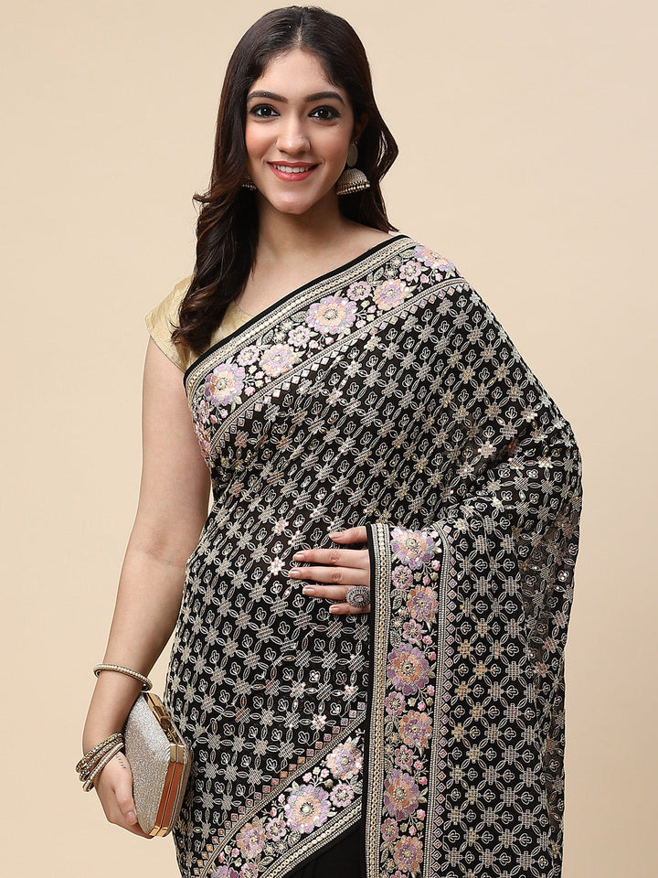 Sequin Embroidered Georgette Saree