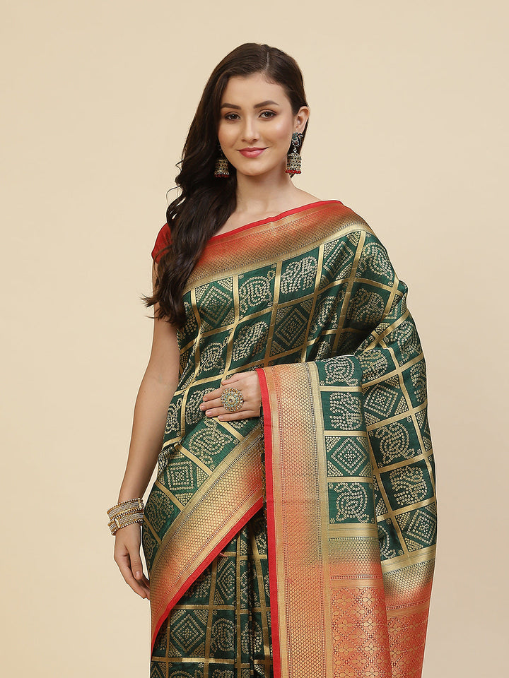Bandhej Handloom Woven Saree