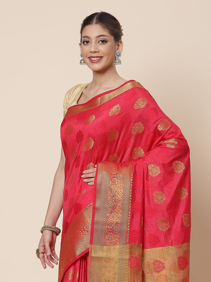 Zari Border Booti Art HAndloom Woven Saree