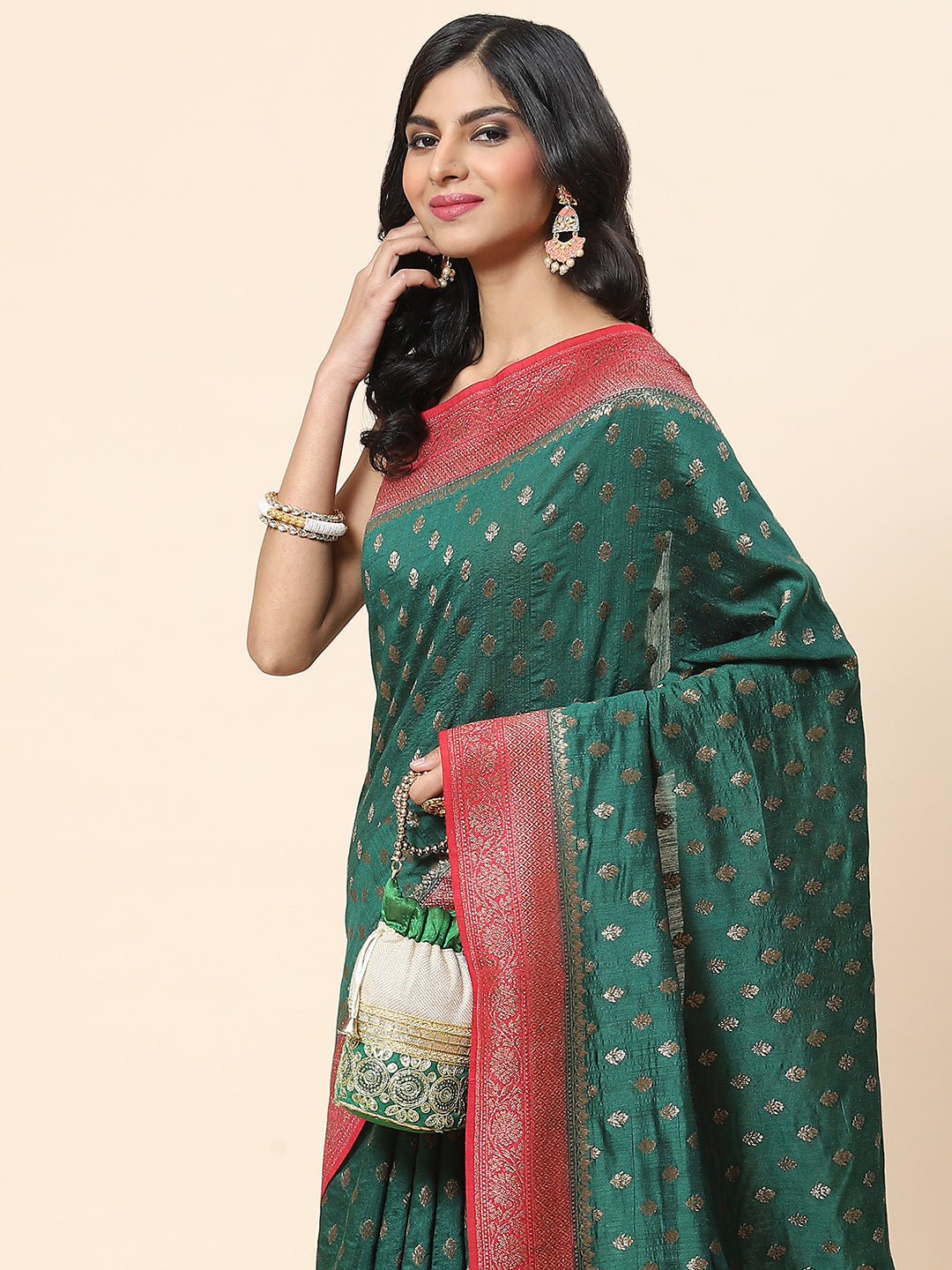 Antique Booti Banarasi Woven Saree