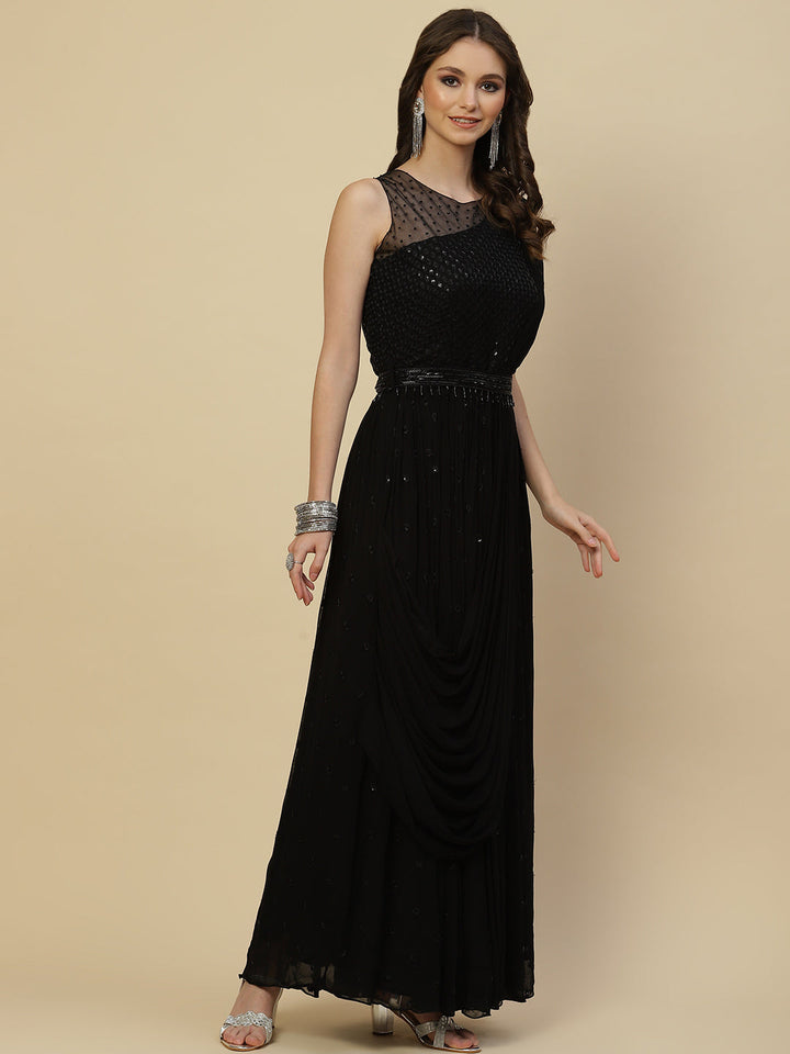 Resham Booti Georgette Gown Dress