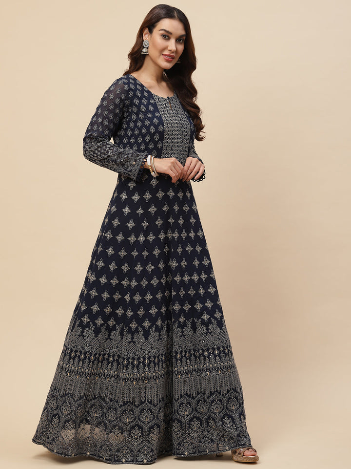 Resham Jaal Georgette Kurta With Churidar &amp; Dupatta