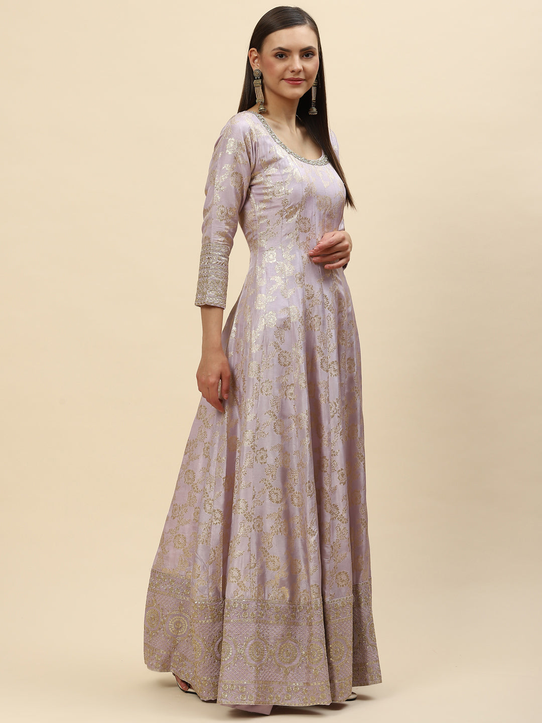 Brocade Embroidered Banarasi Handloom Kurta With Churidar &amp; Dupatta