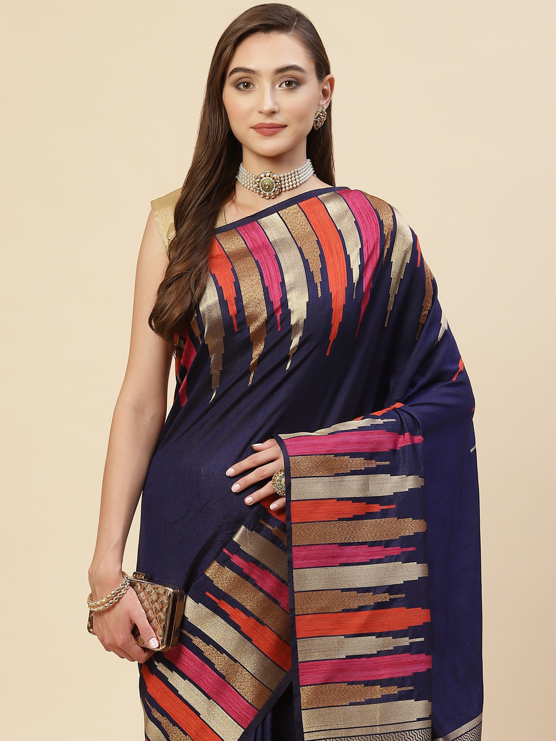 Plain Zari Border Handloom Woven Saree