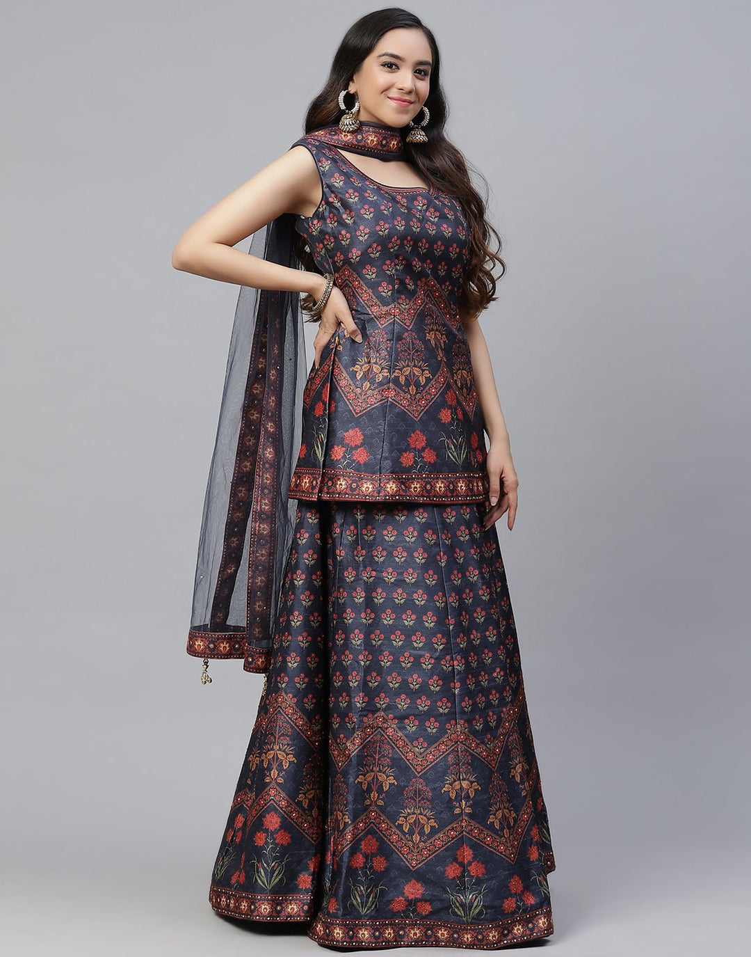 Banarasi Handloom Dupion silk Lehenga with contrast dupatta