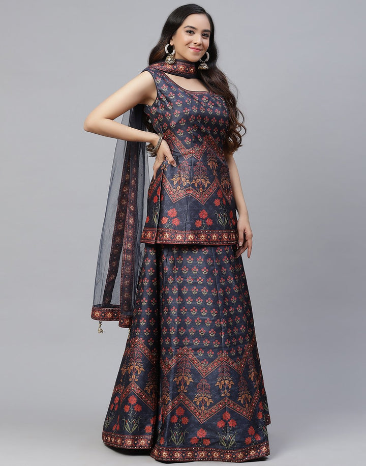 Banarasi Handloom Dupion silk Lehenga with contrast dupatta