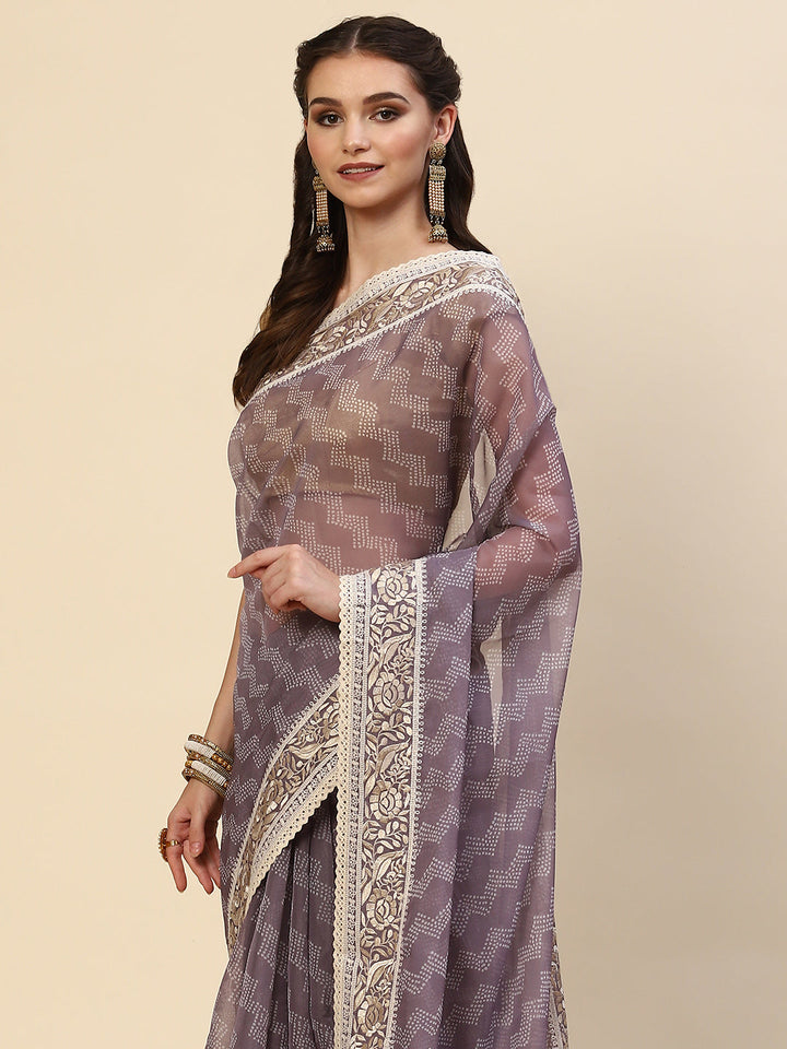 Bandhani Printed Organza Saree