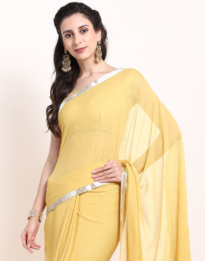 Mustard Chiffon Saree