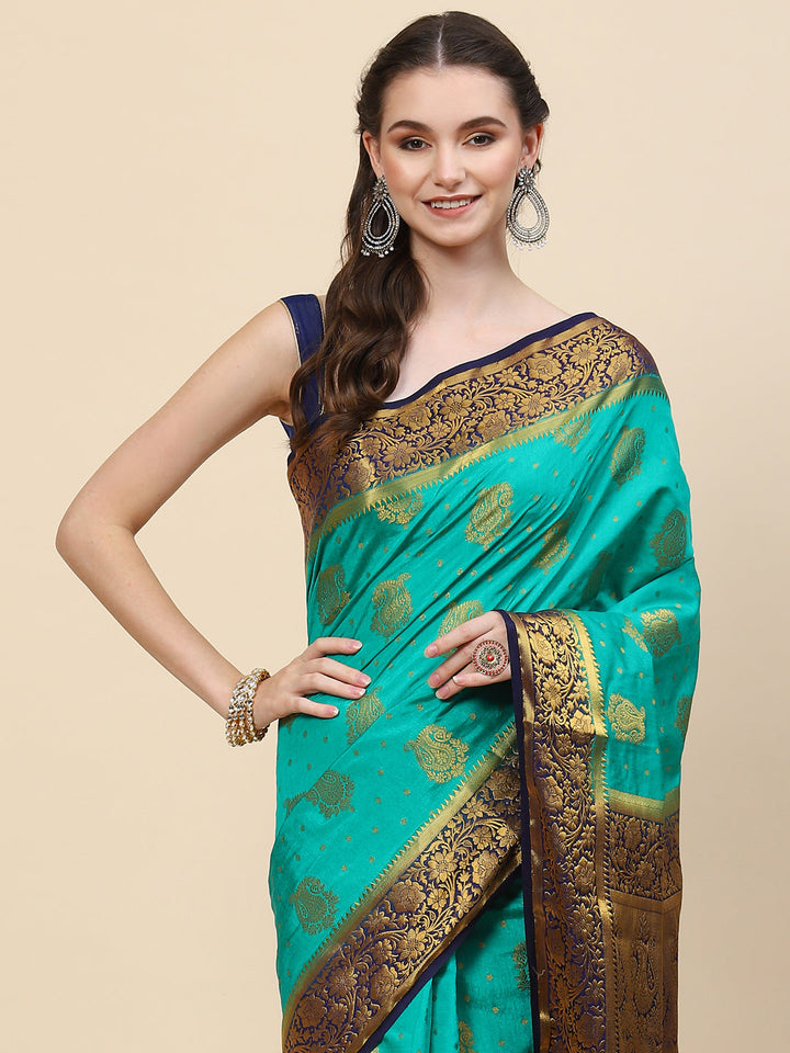 Zari Border Booti Handloom Woven Saree