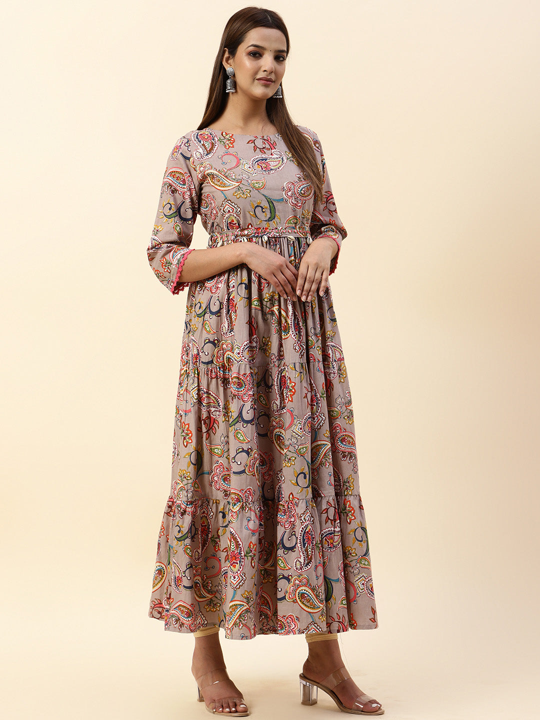 Floral Printed Cotton Anarkali Kurta