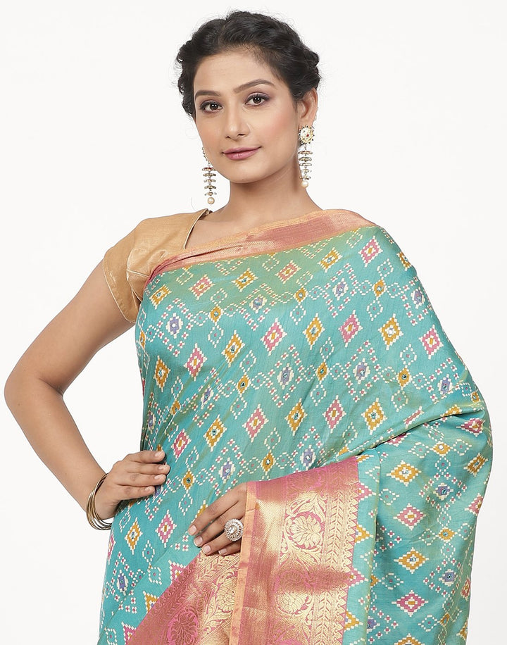 Printed Rajkot Patola Mirror Saree