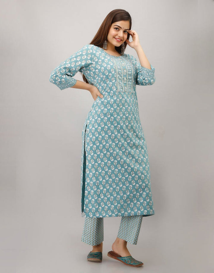 Printed Cotton Kurti With Pant