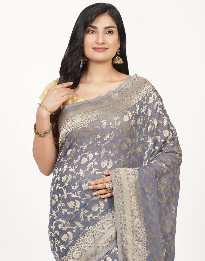 MBZ Meena Bazaar-Zari Jaal Art Georgette Saree