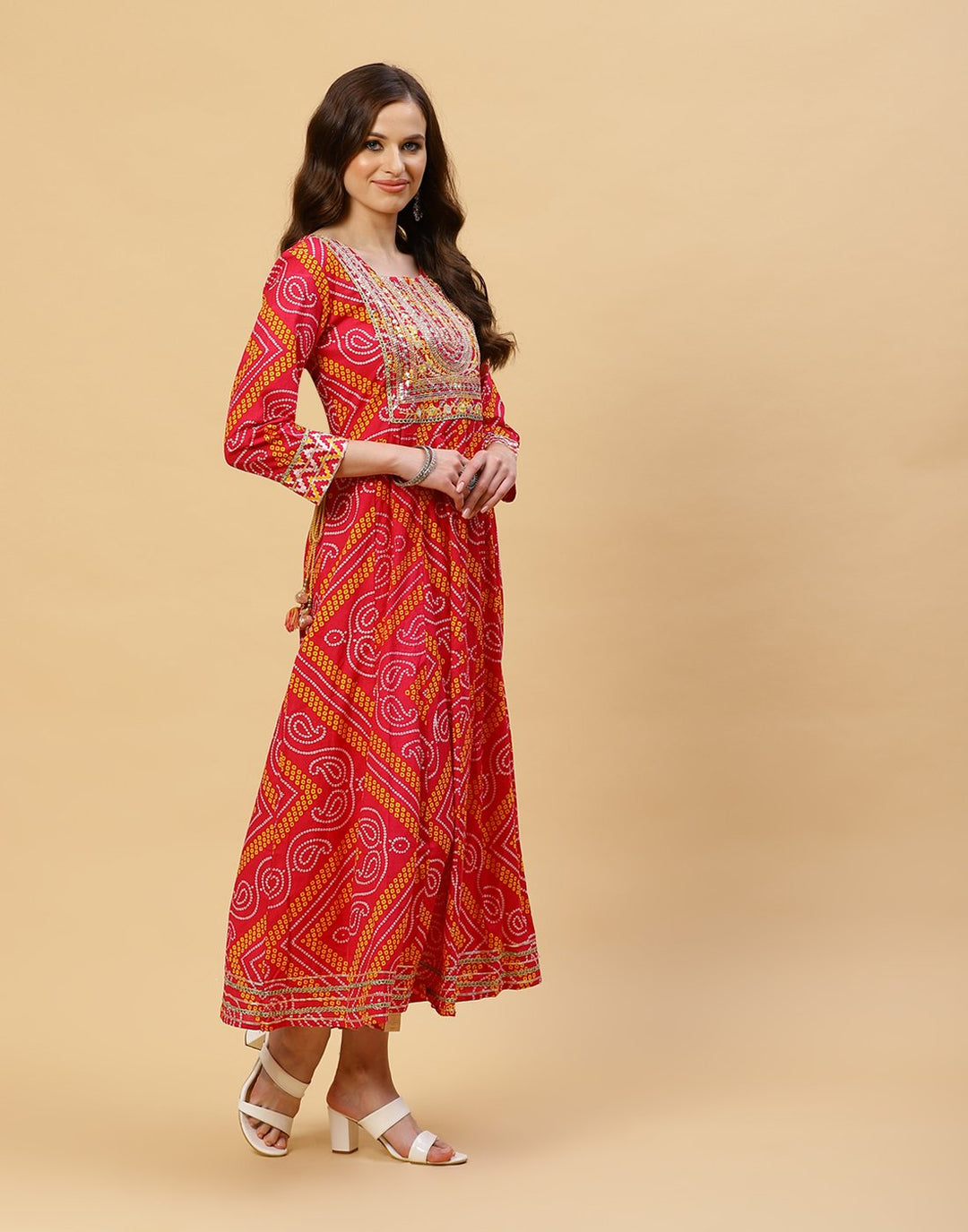 Bandhez Printed Cotton Anarkali Salwar Kameez Stitched Suit