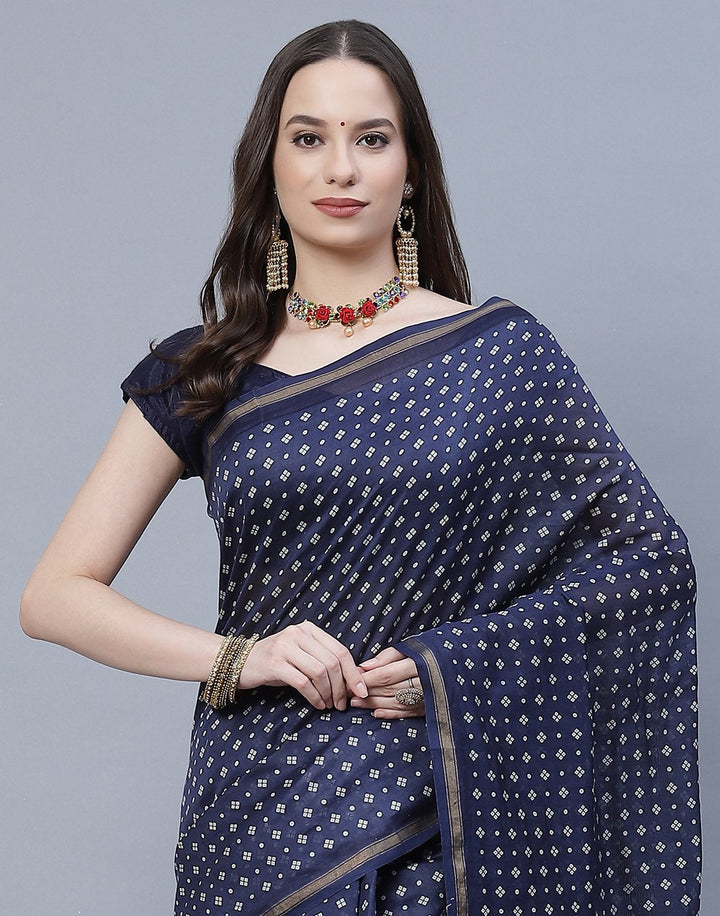 Printed Cotton Chanderi Saree