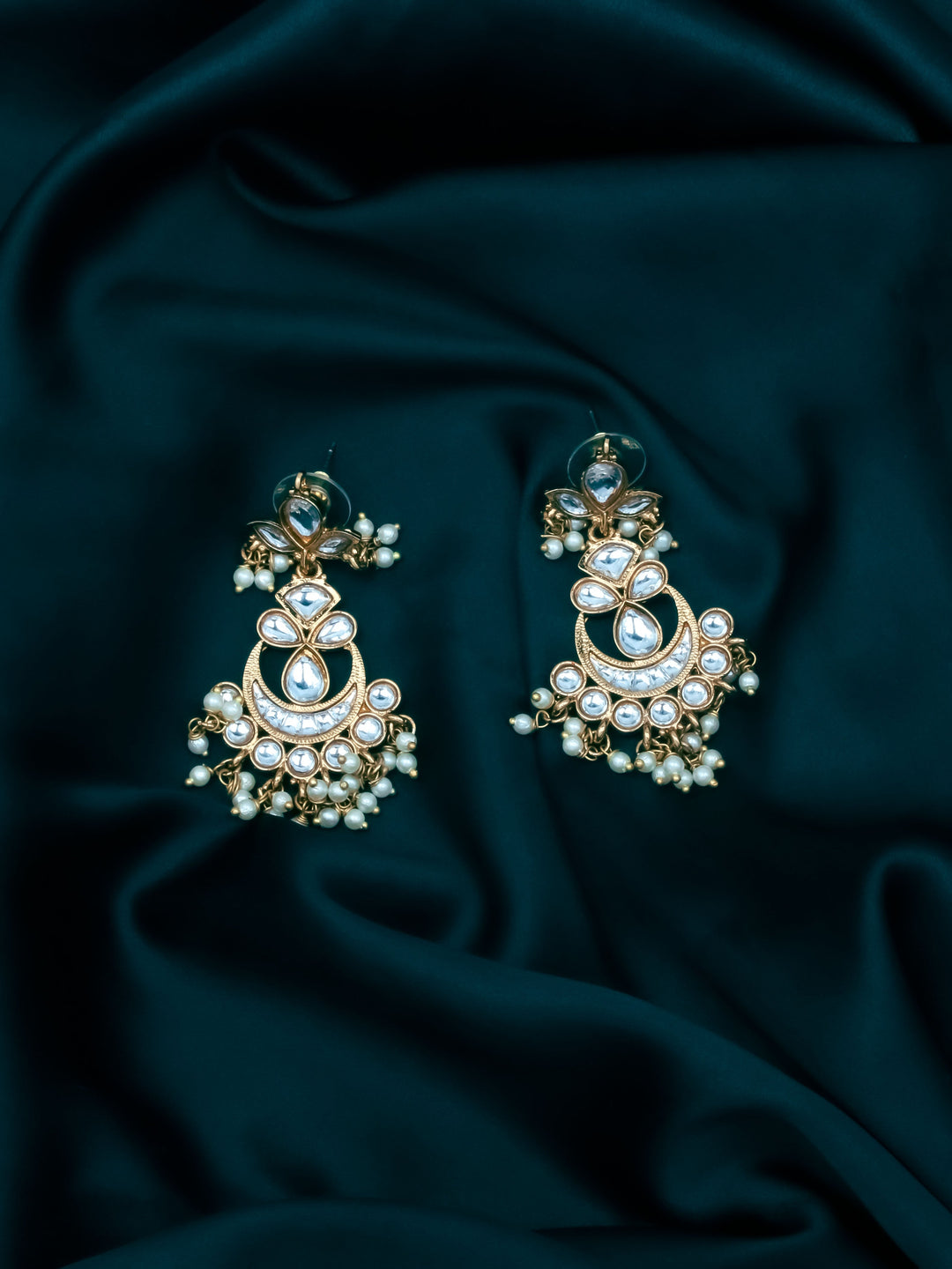 Gold &amp; White Drop &amp; Dangler Earrings