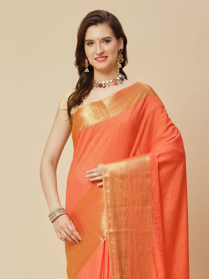 Plain Zari Border Art Handloom Woven Saree