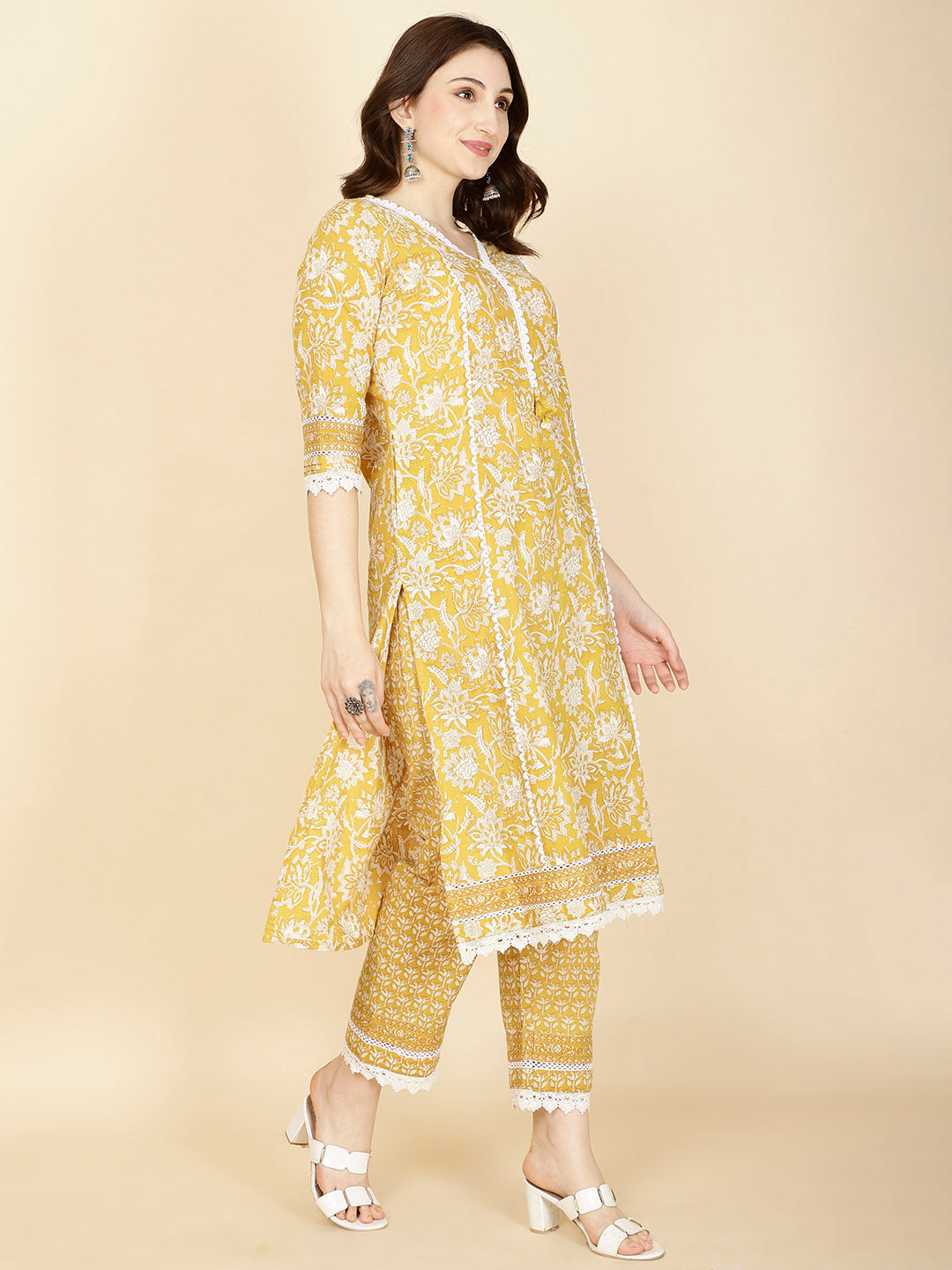Printed Cotton Kurta With Pants