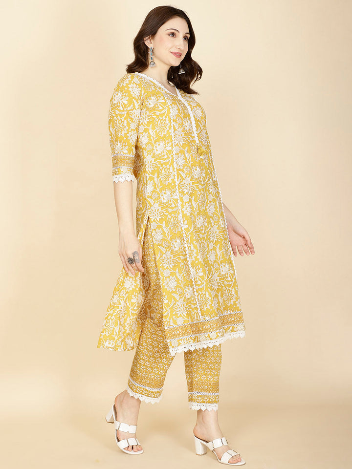 Printed Cotton Kurta With Pants