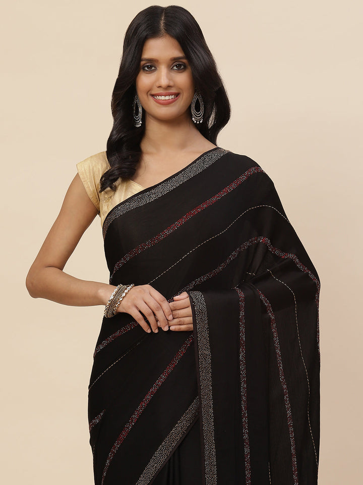 Stone Embroidered Chiffon Saree