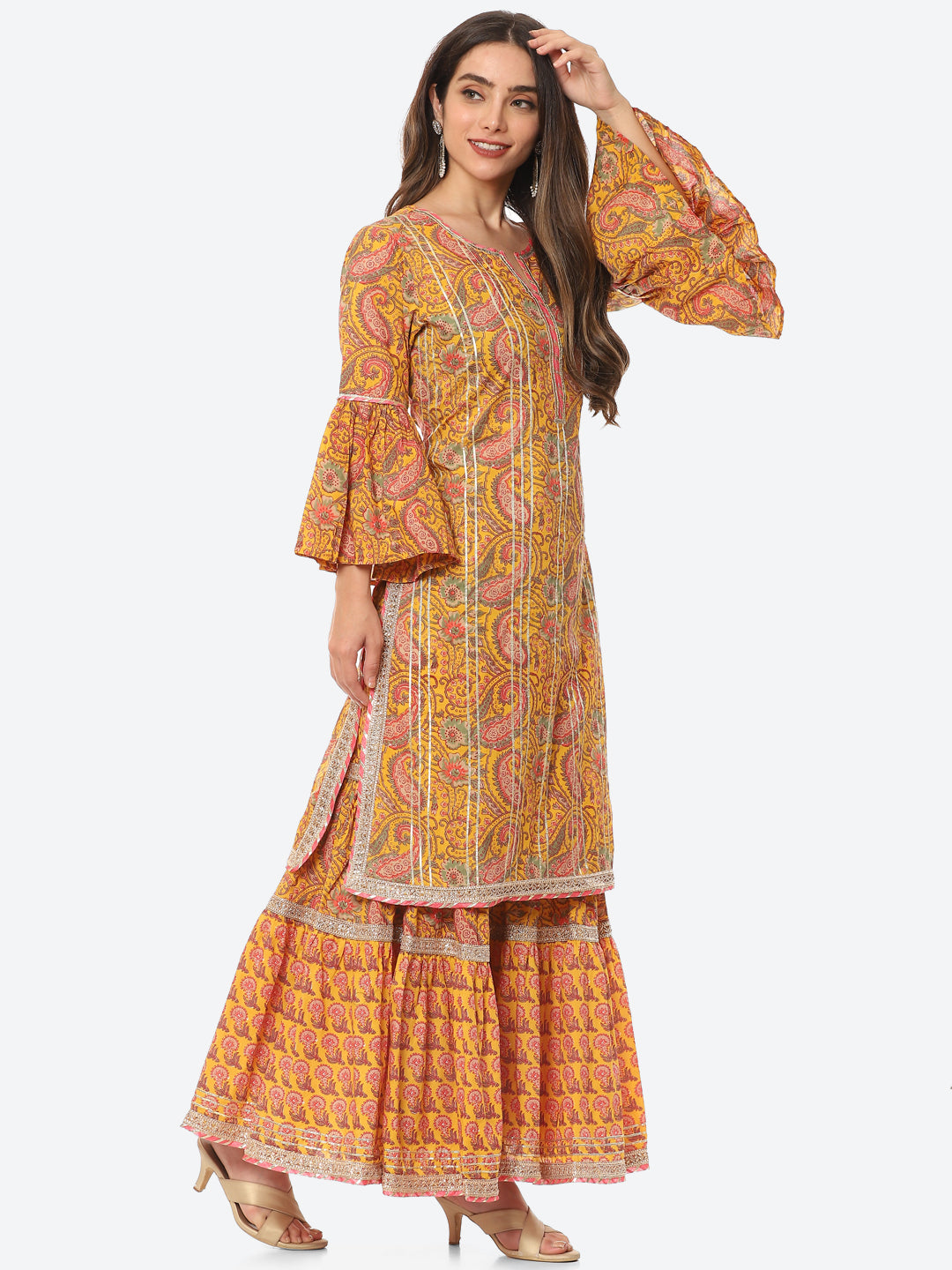 Printed Cotton Kurta With Sharara