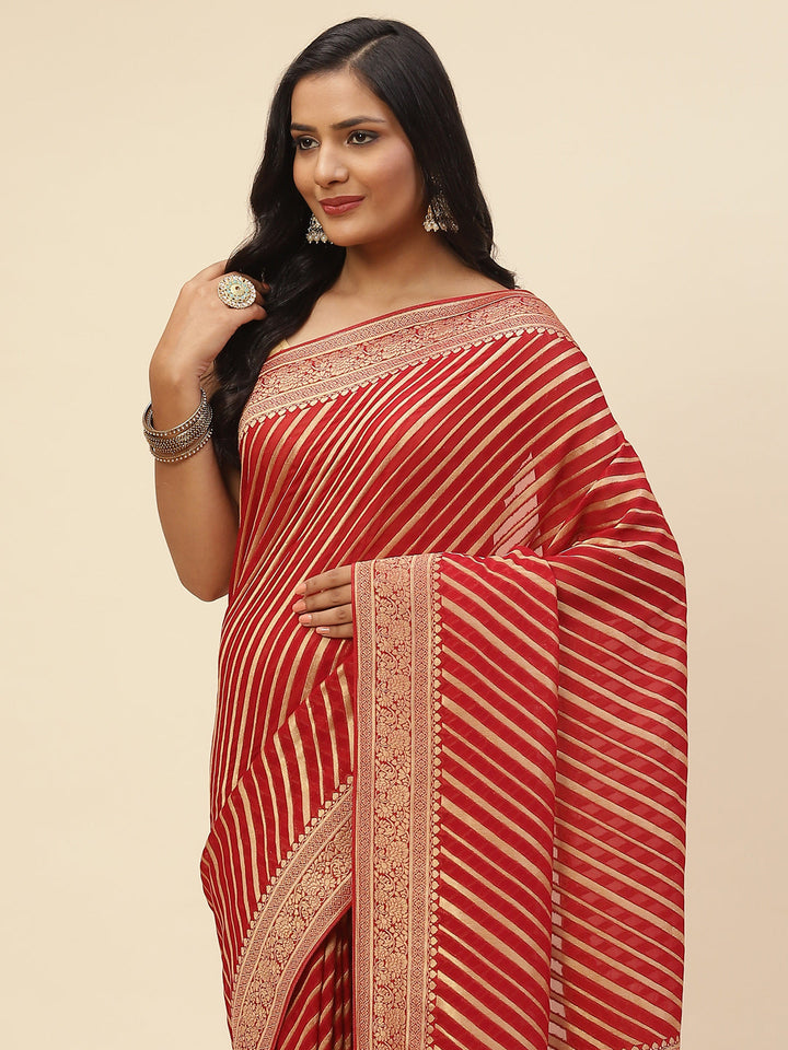 Plain Stripes Georgette Saree