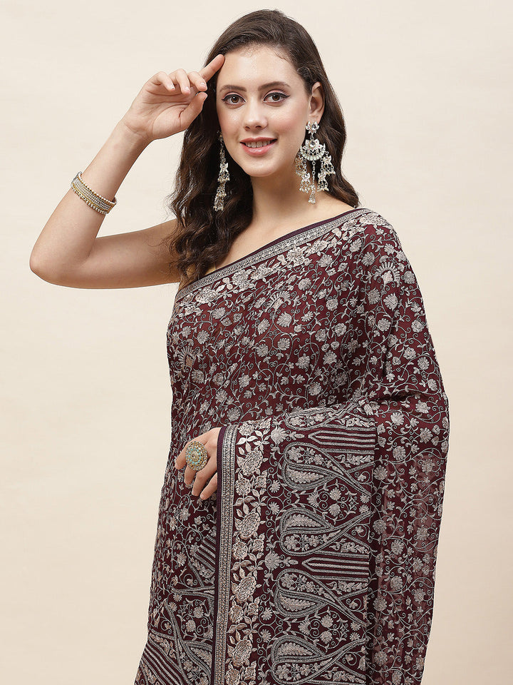 Resham Jaal Embroidery Georgette Saree