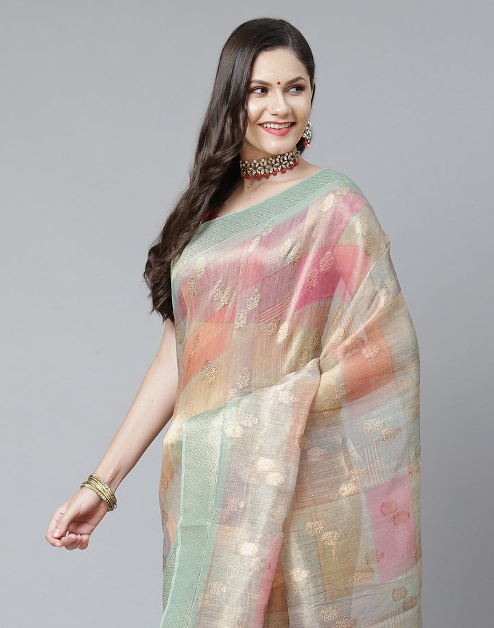 Cotton Tissue Saree with Multi Floral Print