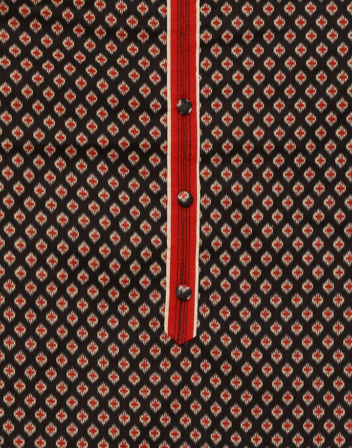 Printed Cotton Suit Piece With Kantha Work