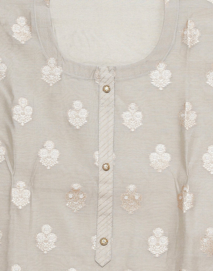 Chanderi Woven Suit Piece with Jaal embroidered dupatta