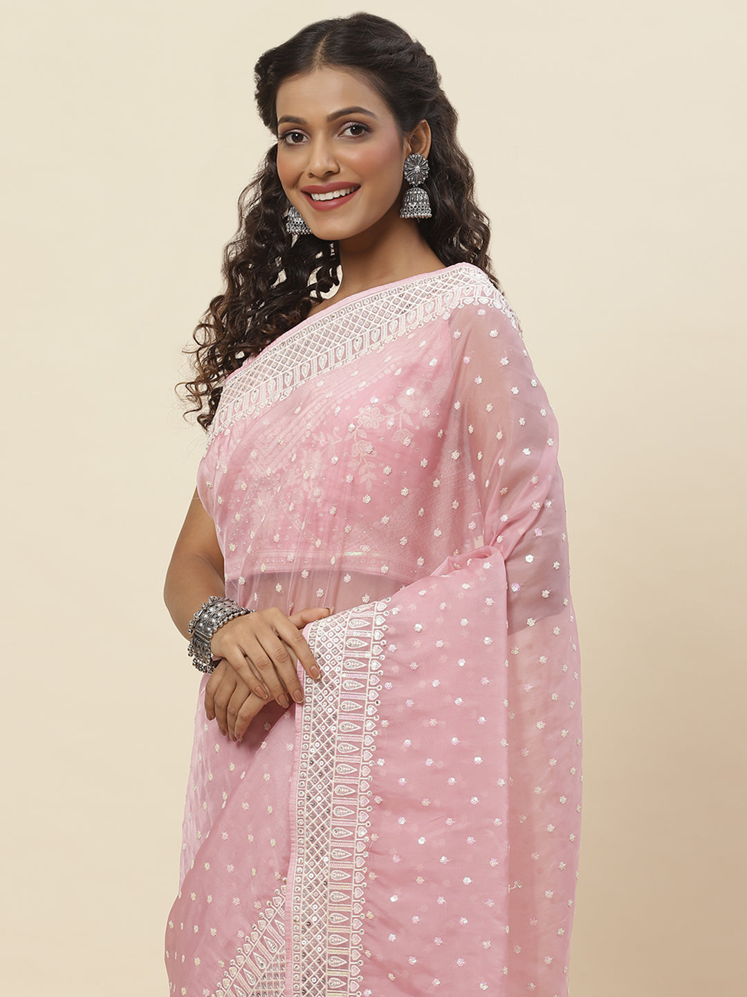 Embroidered Organza Saree