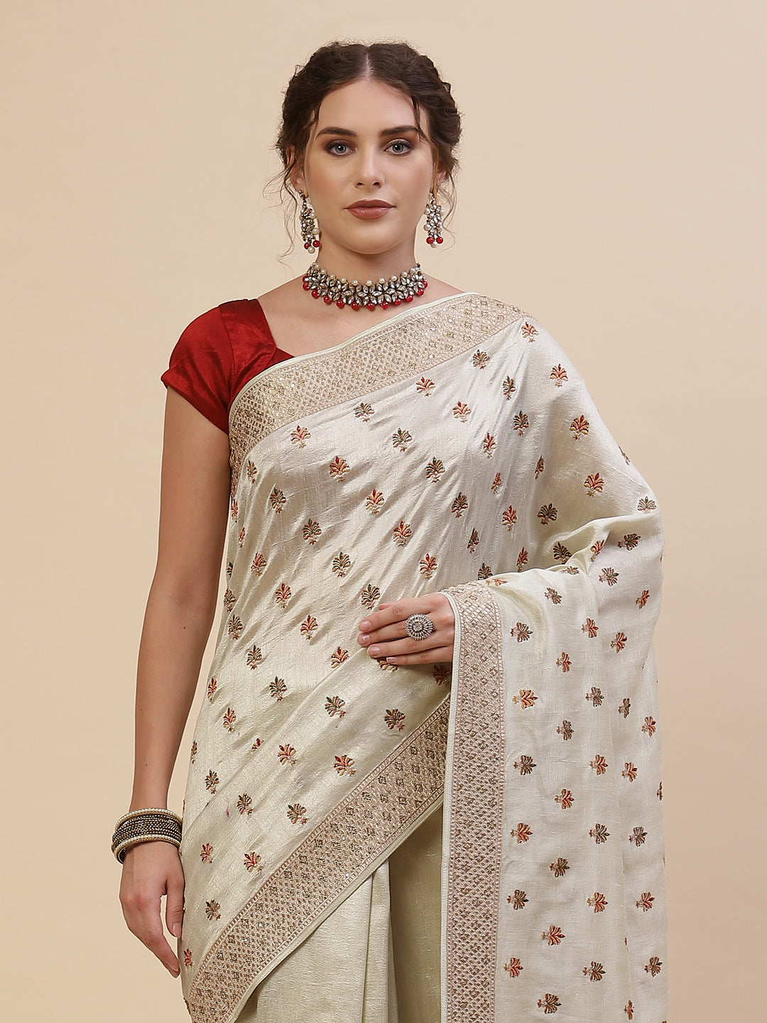 Resham Jaal Embroidered Art Tussar Saree