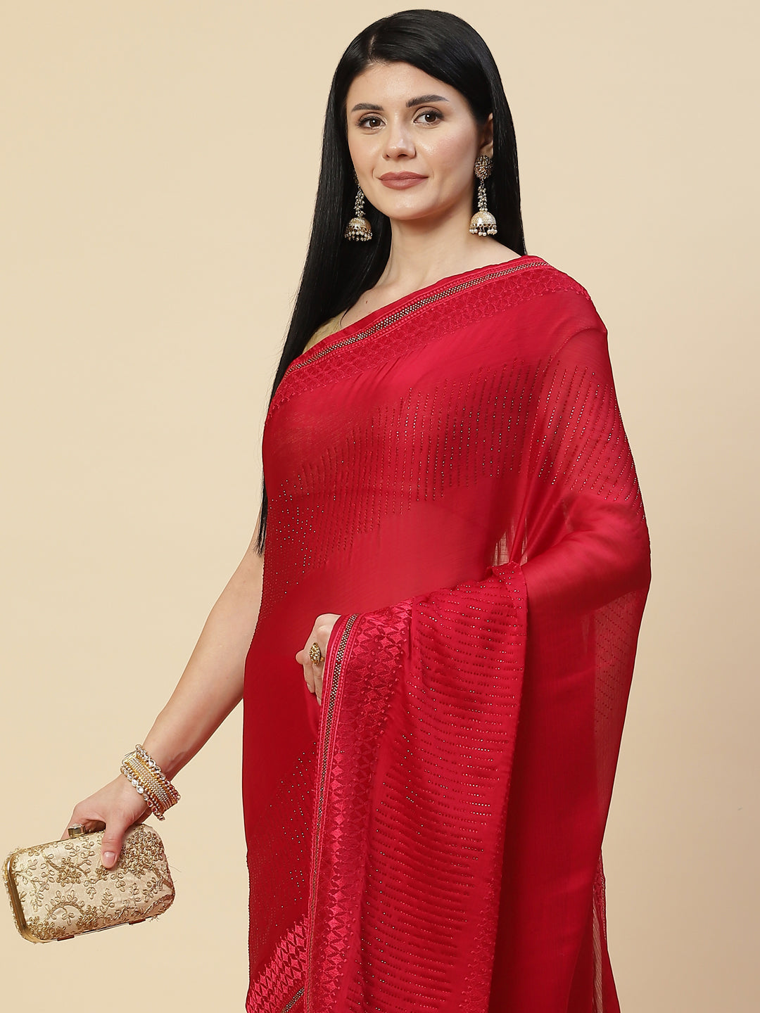 Swarovski Embroidered Chiffon Saree