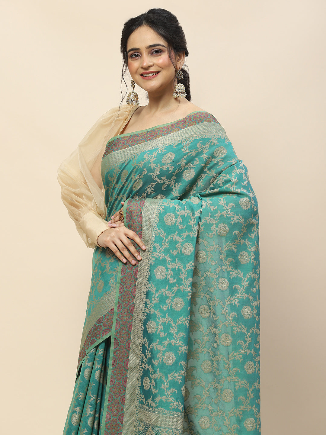 Resham Jaal Woven Cotton Saree