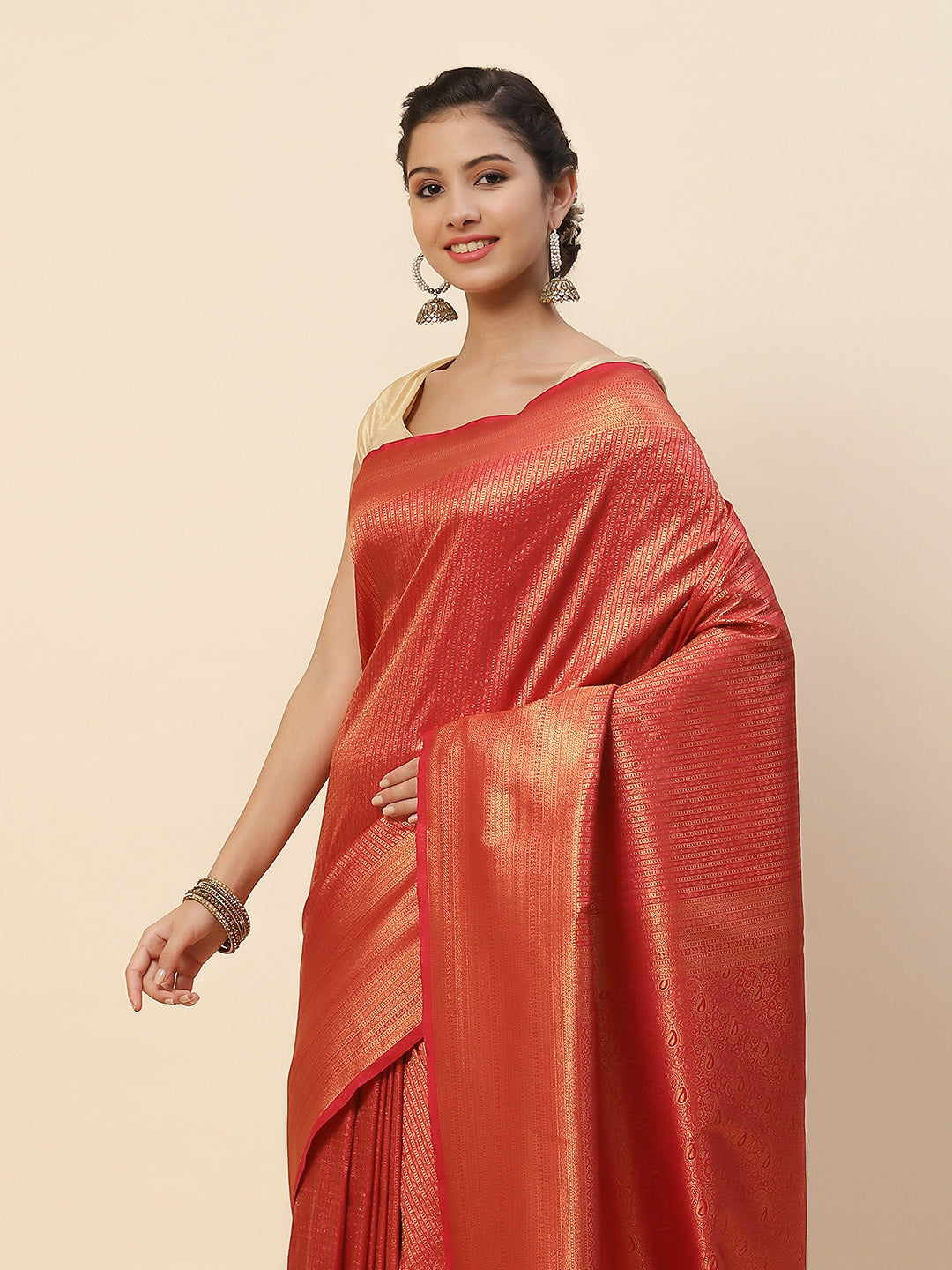 Brocade Zari Zaal Art Handloom Woven Saree