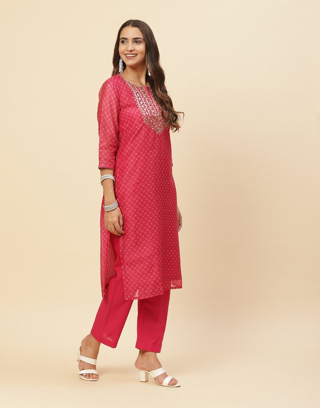 Embroidered Cotton Kurti With Pant