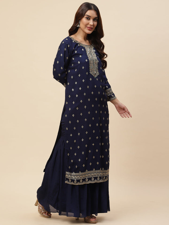 Zari Booti Handloom Kurta With Garara &amp; Dupatta