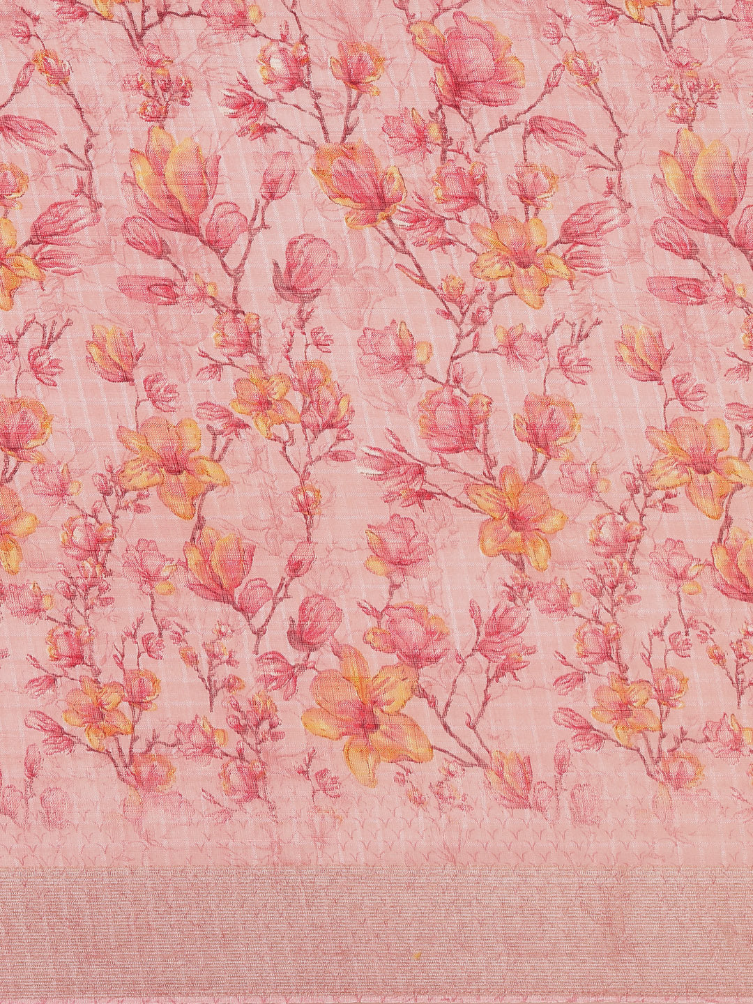 Digital Floral Printed With Zari Border Cotton Saree