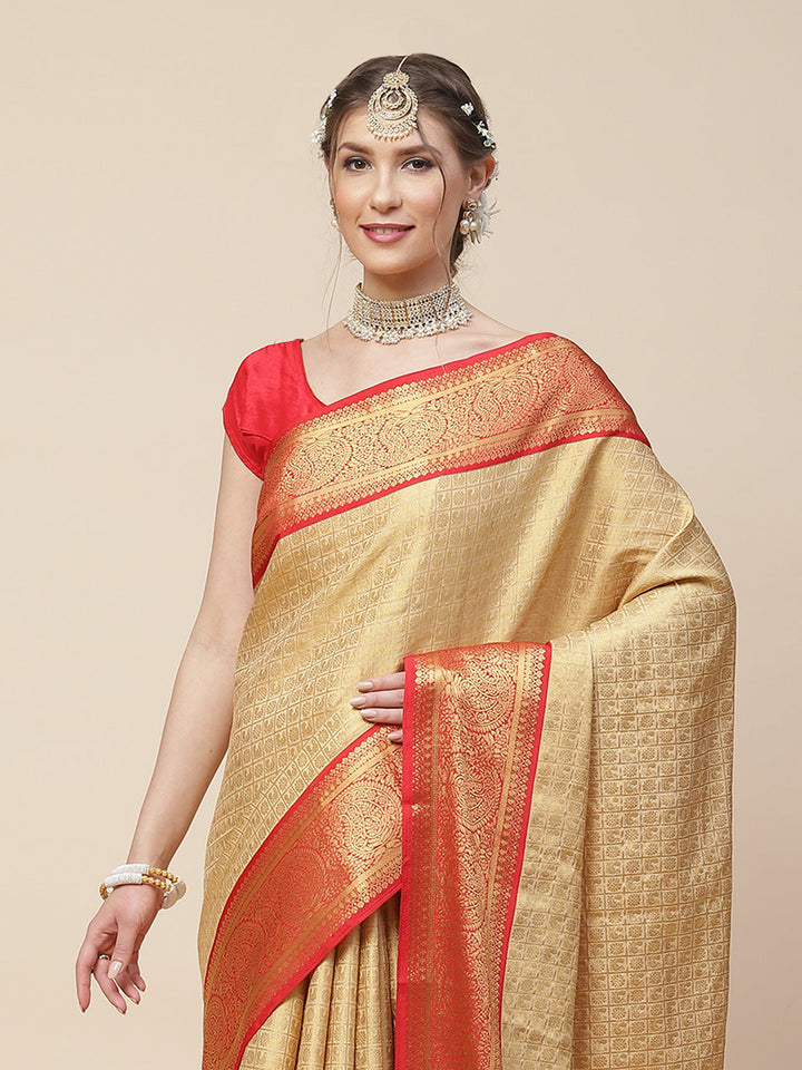 Zari Border Booti Art Handloom Woven Saree