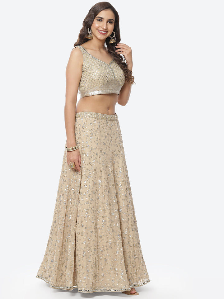 Embroidered Georgette Lehenga Choli With Net Dupatta