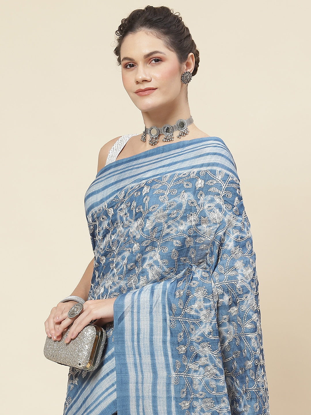 Resham Jaal Printed Handloom Saree