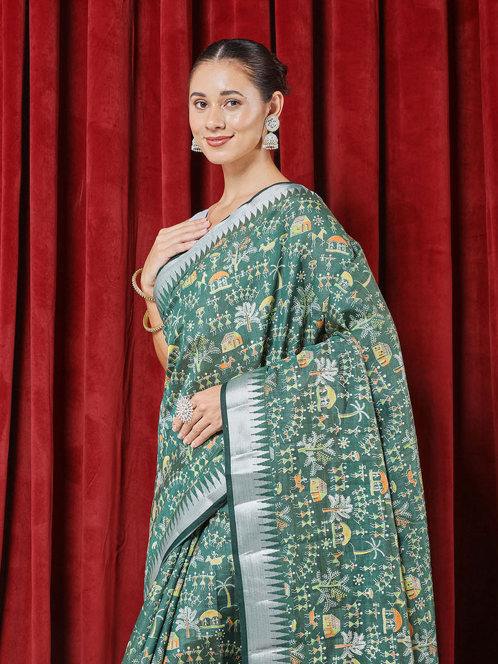 Digital Printed Art Silk Saree