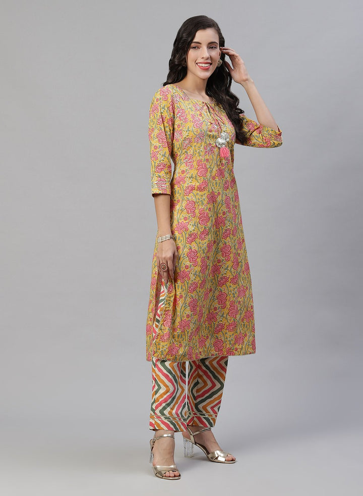 Printed Cotton Kurti With Pant