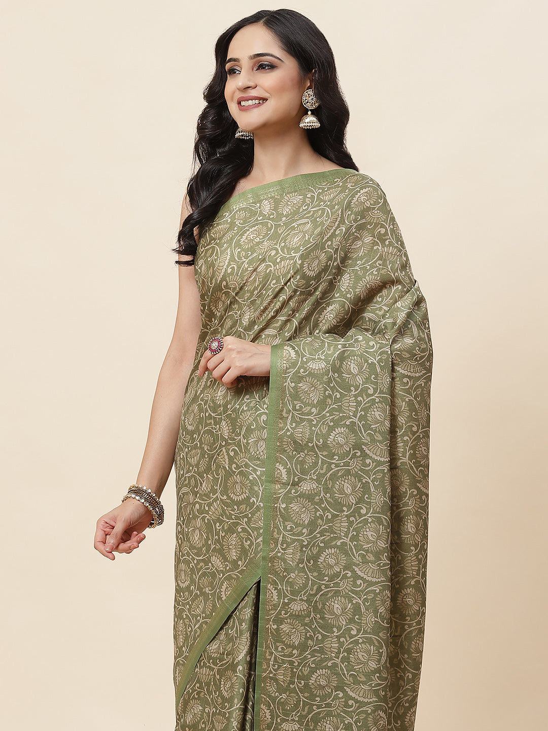 Printed Tussar Saree