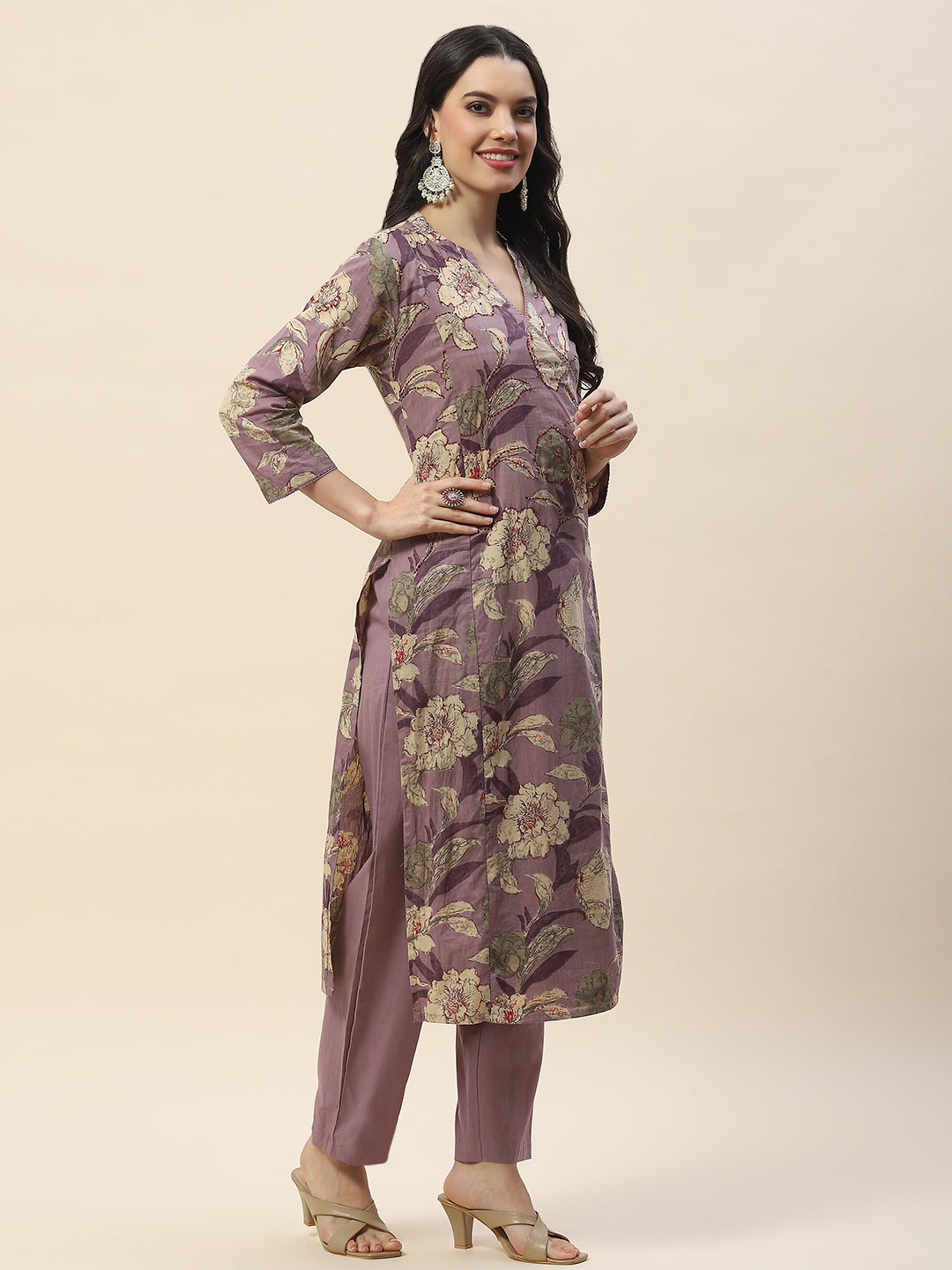 Printed Cotton Kurta With Pants