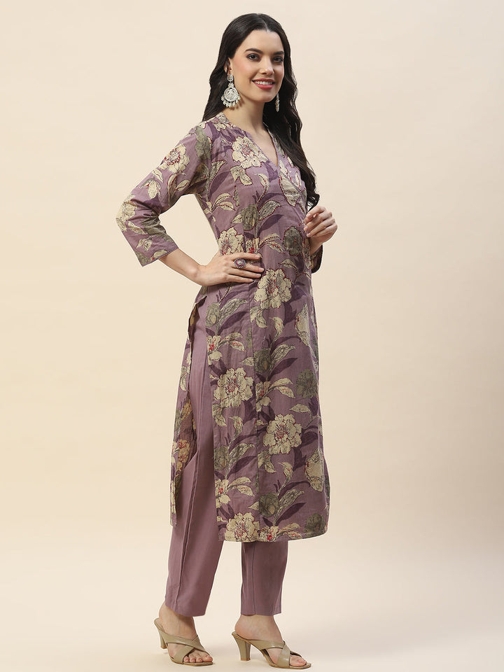 Printed Cotton Kurta With Pants