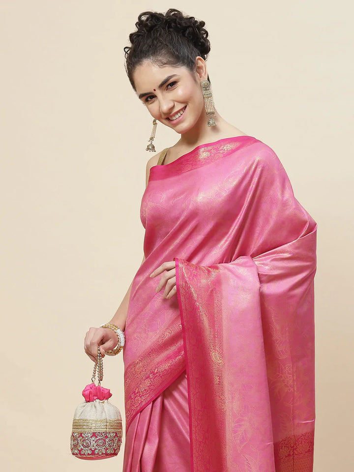 Floral Zari Jaal Woven Saree
